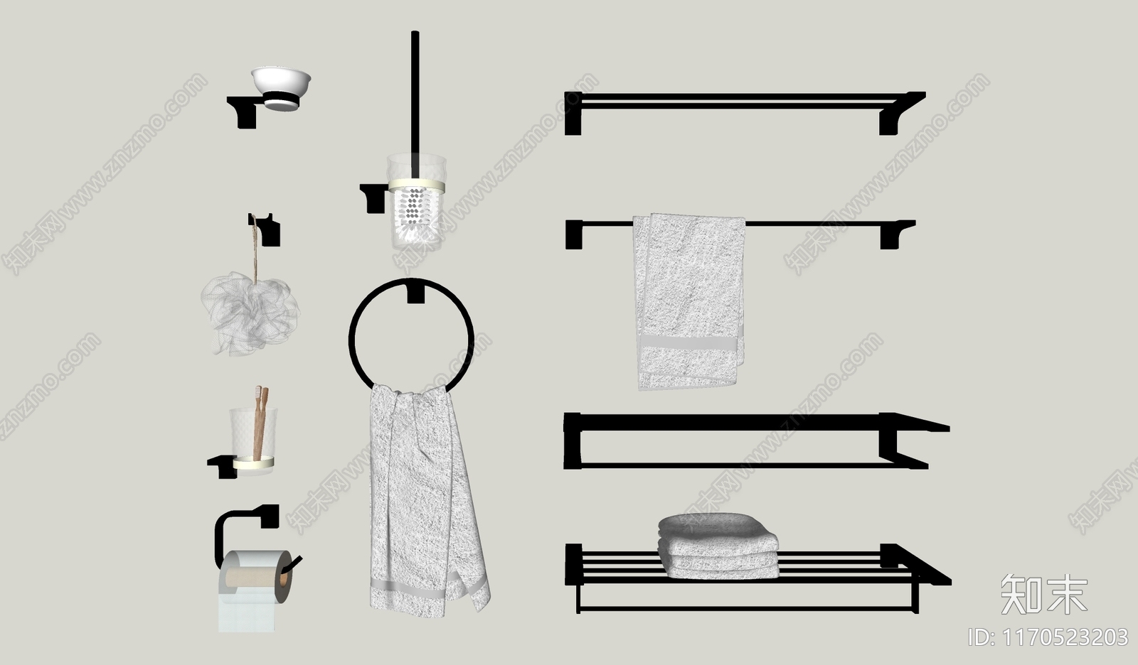 毛巾架SU模型下载【ID:1170523203】