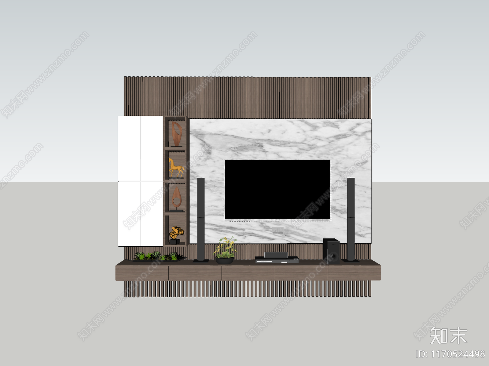 现代电视柜SU模型下载【ID:1170524498】