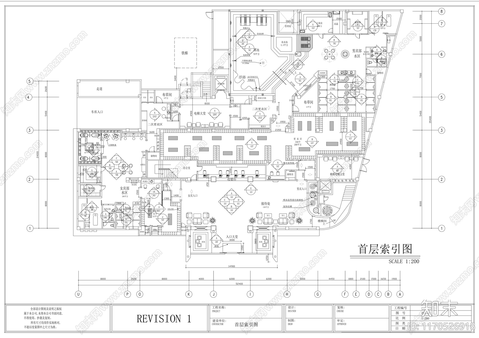 现代会所cad施工图下载【ID:1170526918】