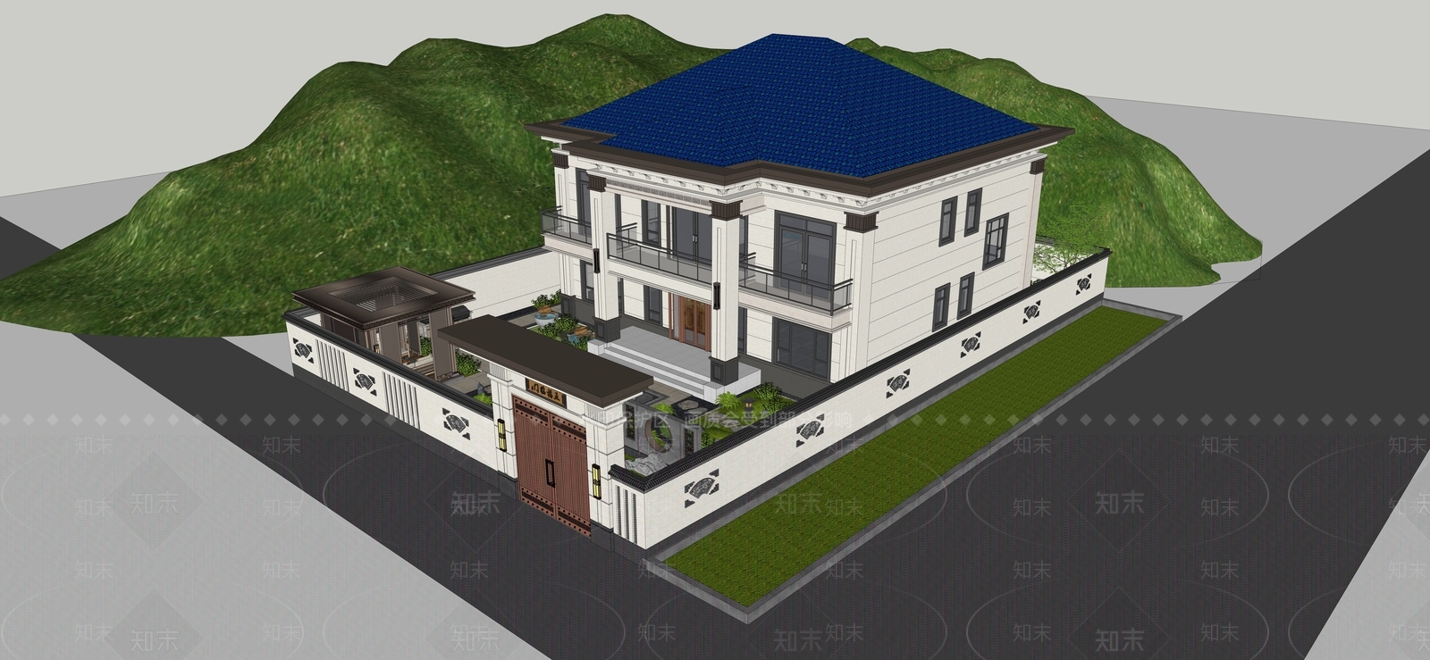 法式轻奢别墅SU模型下载【ID:1170527981】