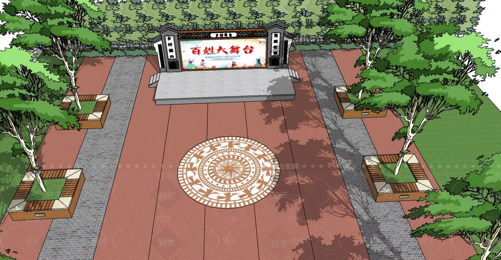 新中式舞台SU模型下载【ID:1170528338】