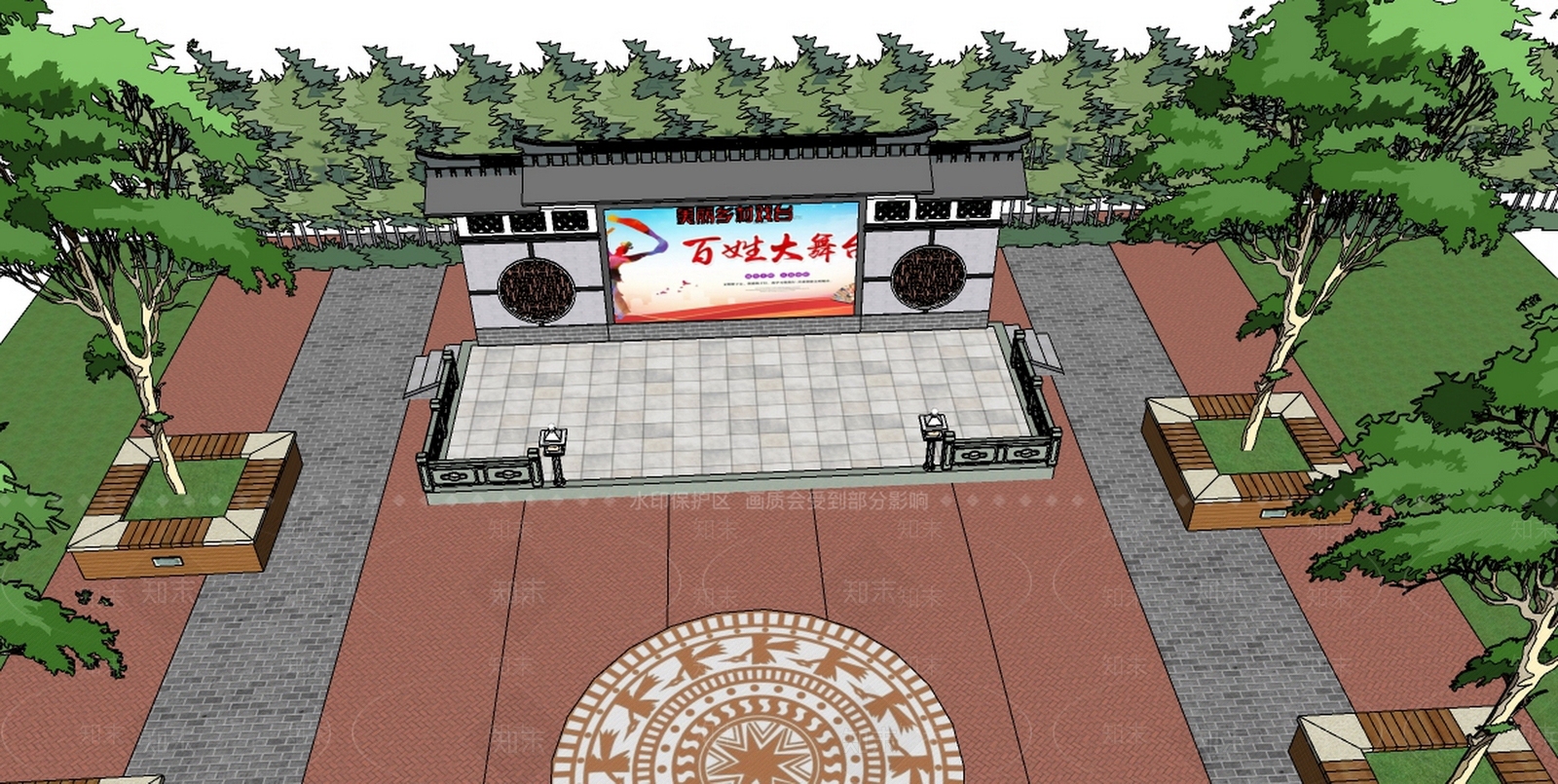 新中式舞台SU模型下载【ID:1170528466】