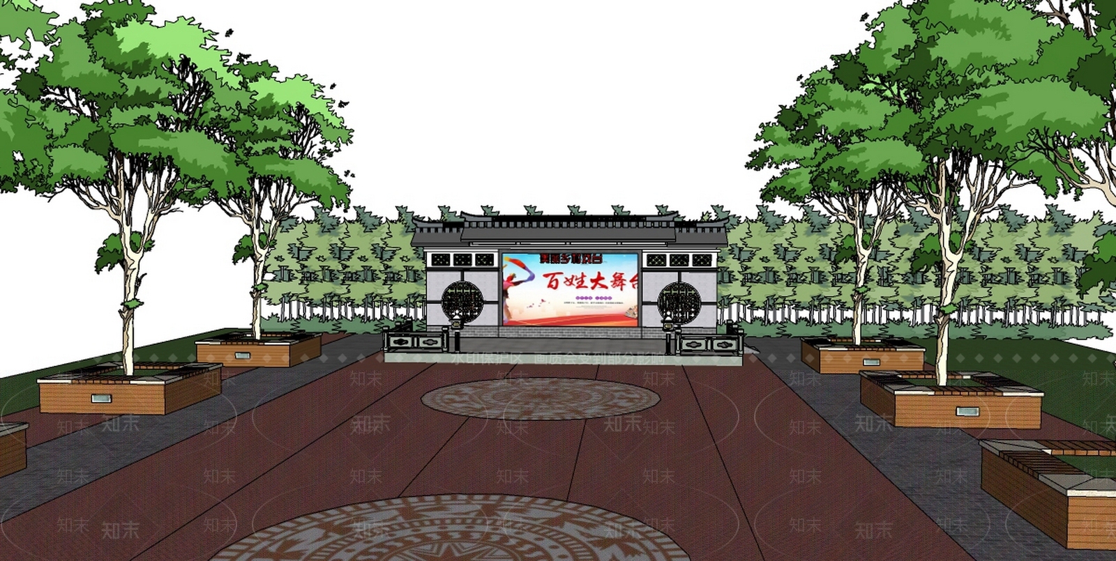 新中式舞台SU模型下载【ID:1170528466】