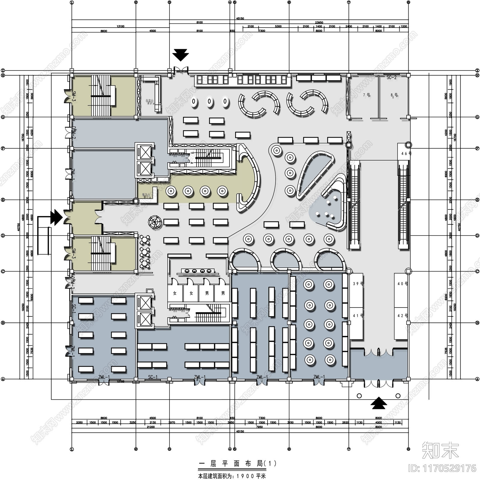 现代书店施工图下载【ID:1170529176】