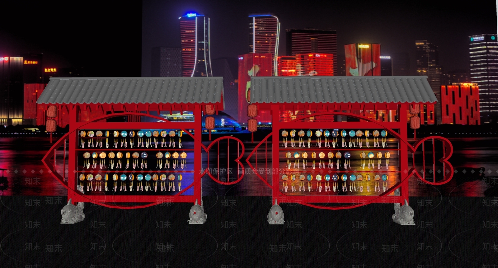 现代新中式美陈3D模型下载【ID:1170531777】