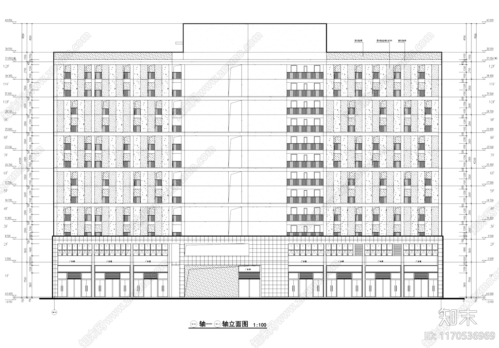 现代住宅楼建筑cad施工图下载【ID:1170536969】