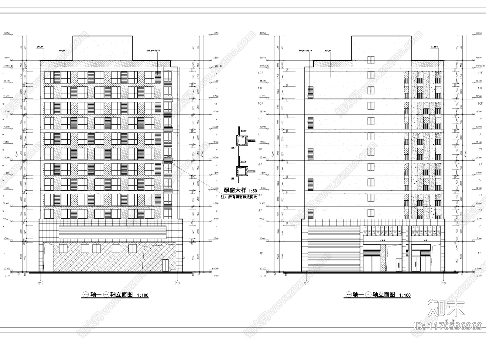 现代住宅楼建筑cad施工图下载【ID:1170536969】