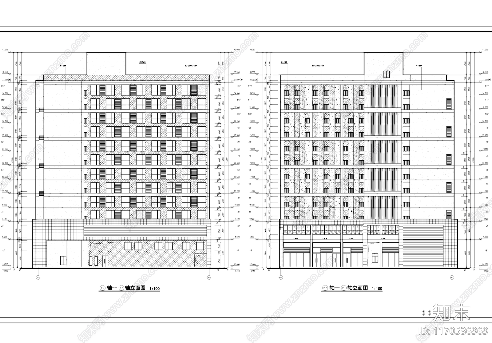 现代住宅楼建筑cad施工图下载【ID:1170536969】