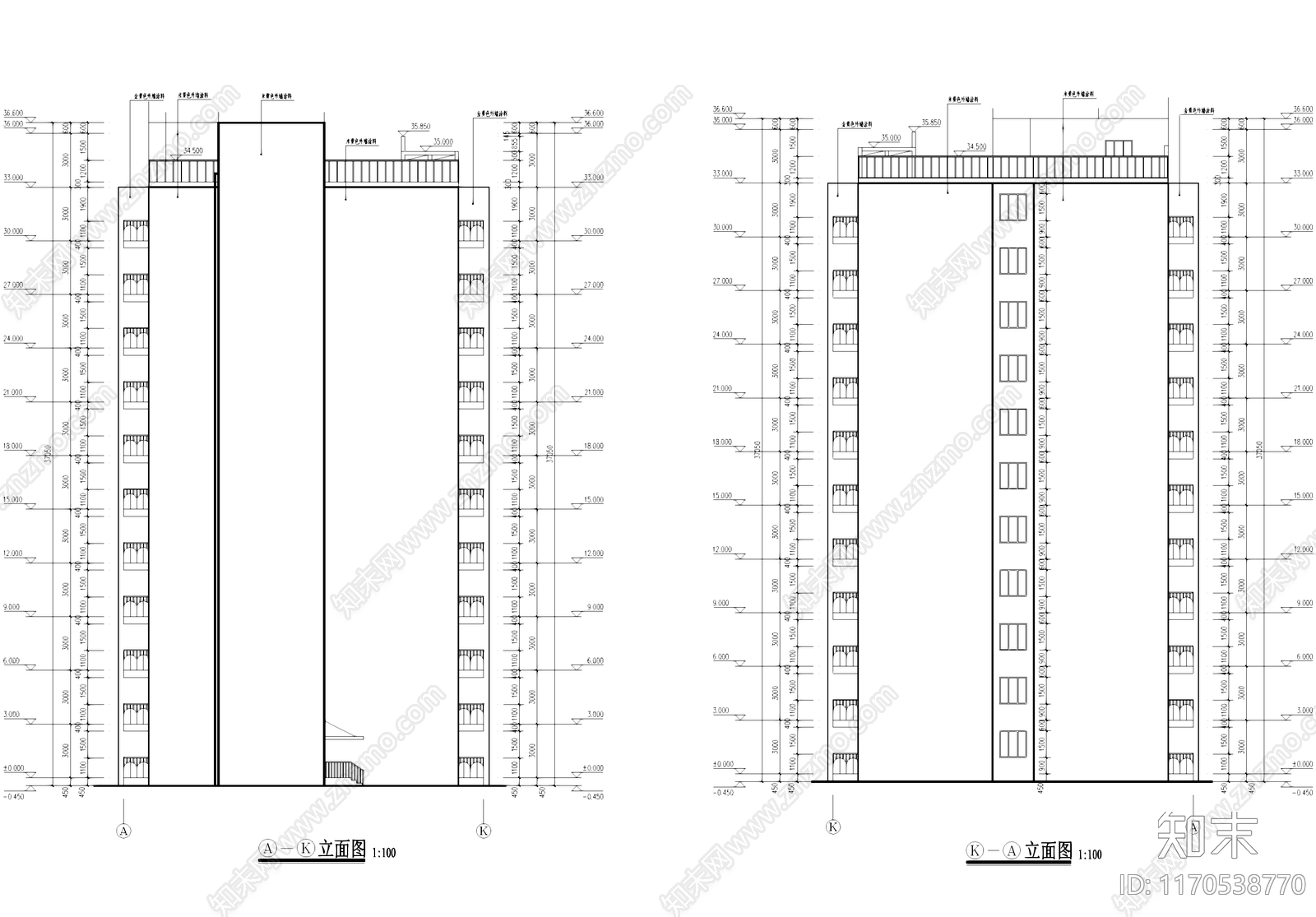 现代住宅楼建筑cad施工图下载【ID:1170538770】