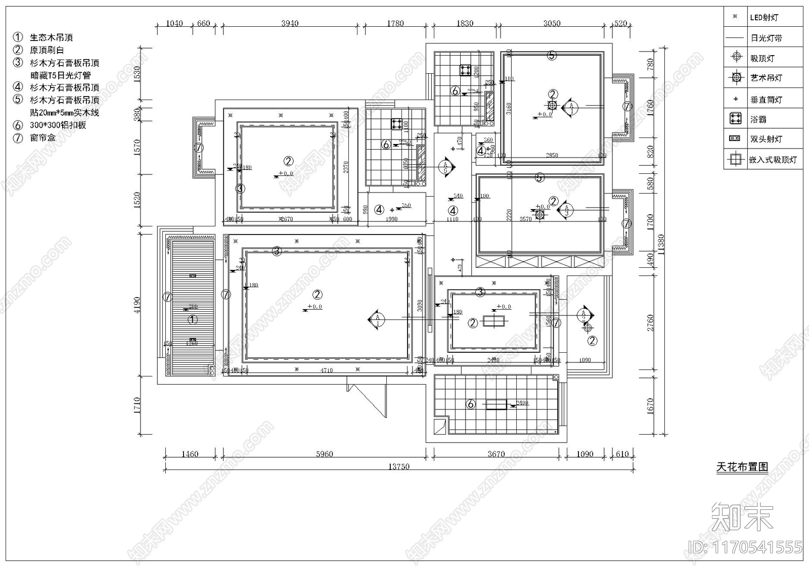 整体家装空间cad施工图下载【ID:1170541555】