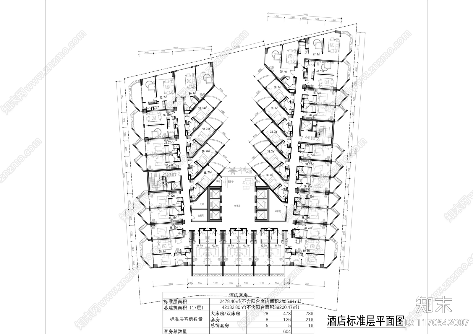 现代酒店建筑施工图下载【ID:1170542007】