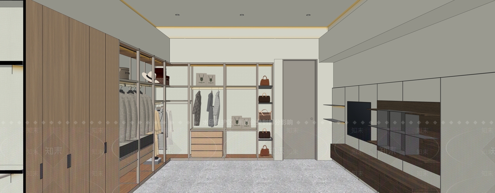 现代意式衣帽间SU模型下载【ID:1170543091】