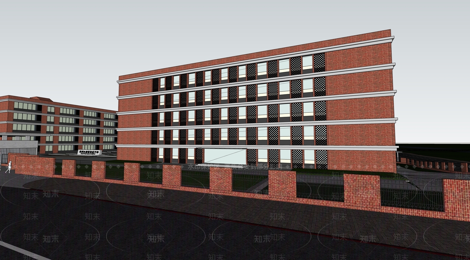 现代新中式学校建筑SU模型下载【ID:1170543444】