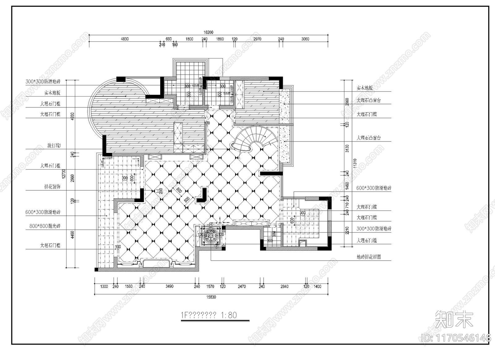 整体家装空间cad施工图下载【ID:1170546146】