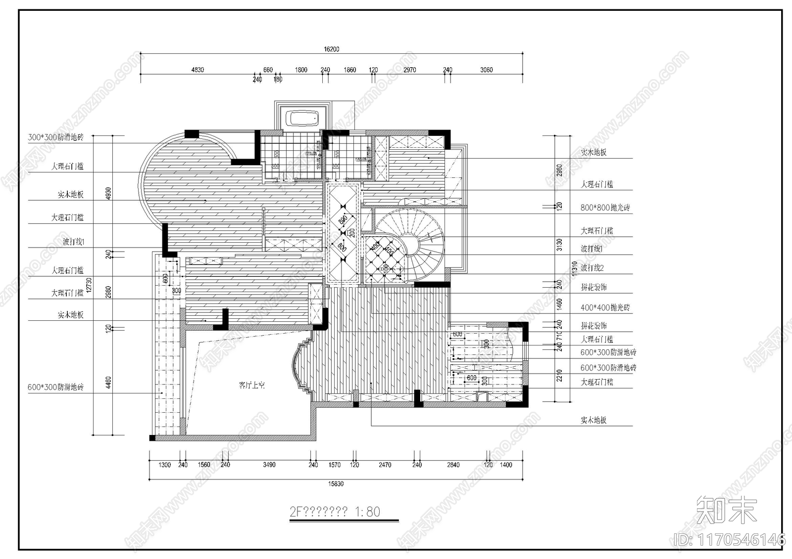 整体家装空间cad施工图下载【ID:1170546146】