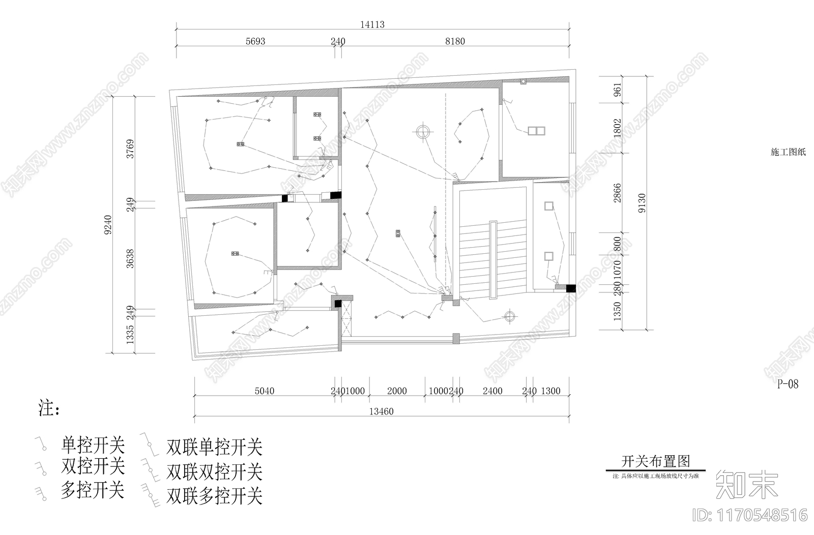 整体家装空间cad施工图下载【ID:1170548516】