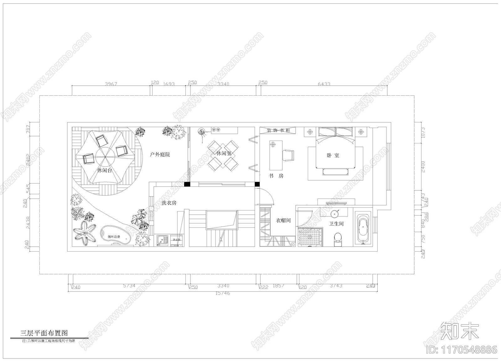 整体家装空间cad施工图下载【ID:1170548886】