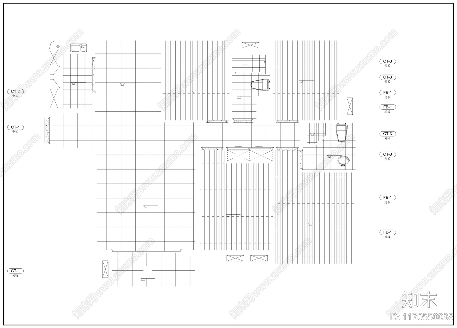 整体家装空间cad施工图下载【ID:1170550038】