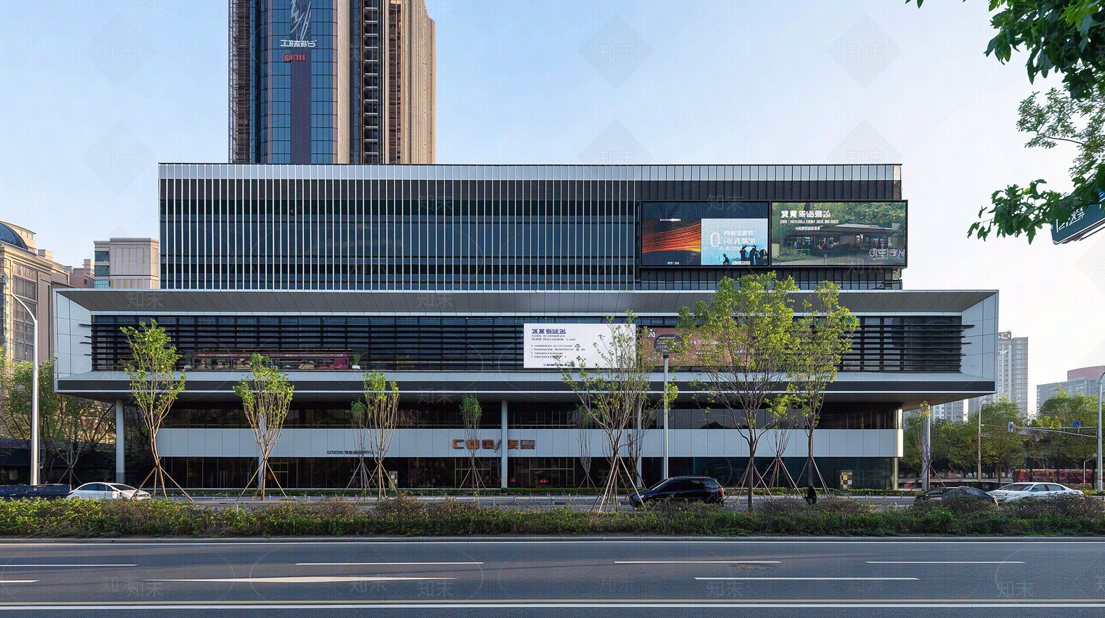 现代新中式街道外景贴图下载【ID:1170550032】