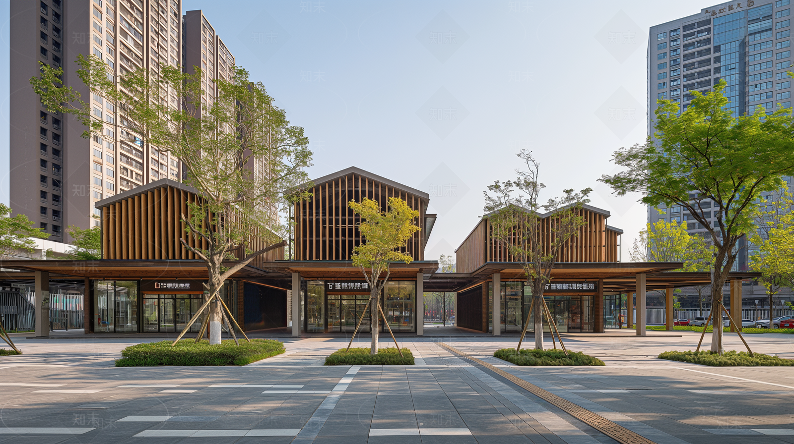 现代新中式街道外景贴图下载【ID:1170550162】