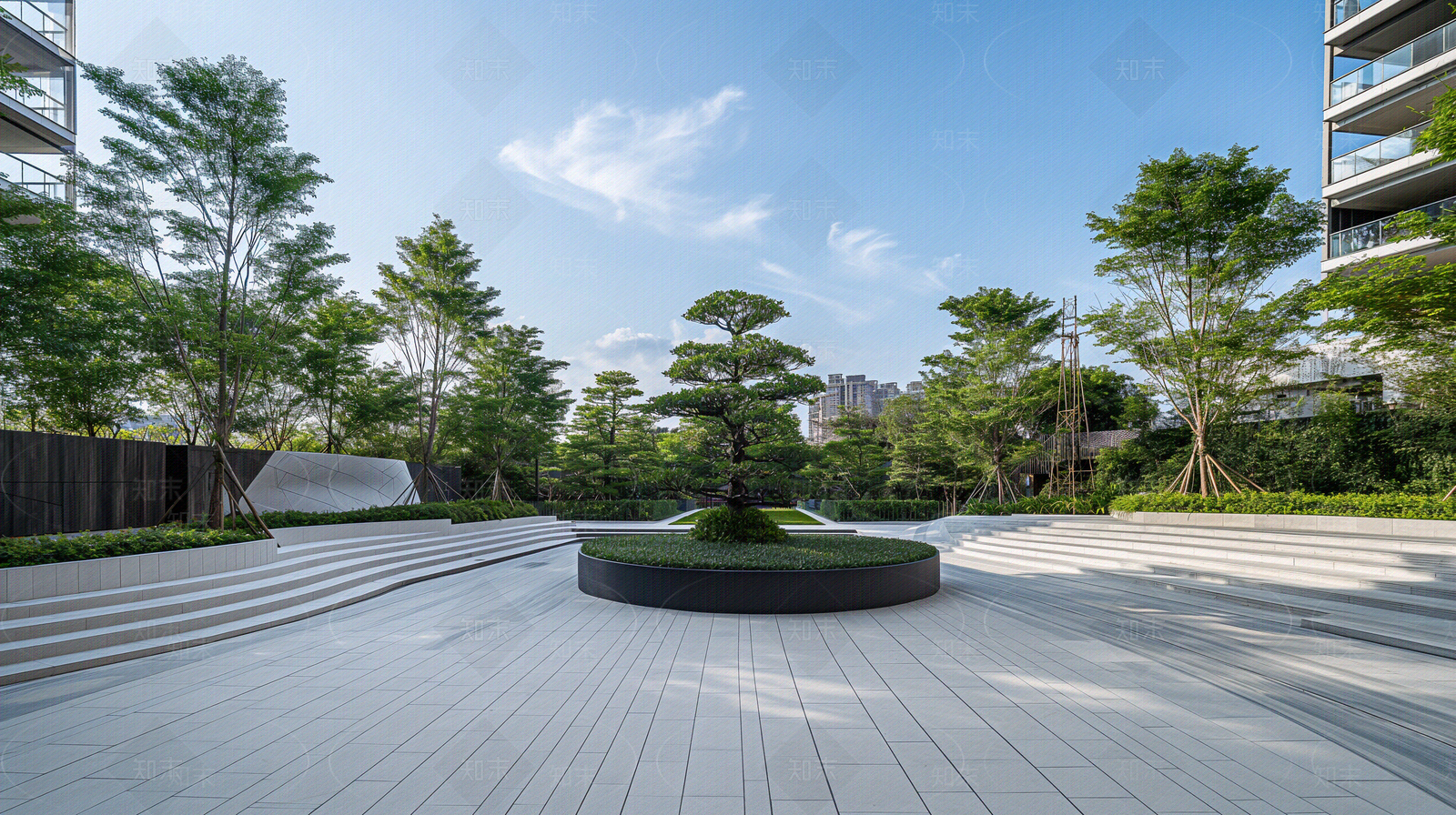 现代新中式街道外景贴图下载【ID:1170550907】