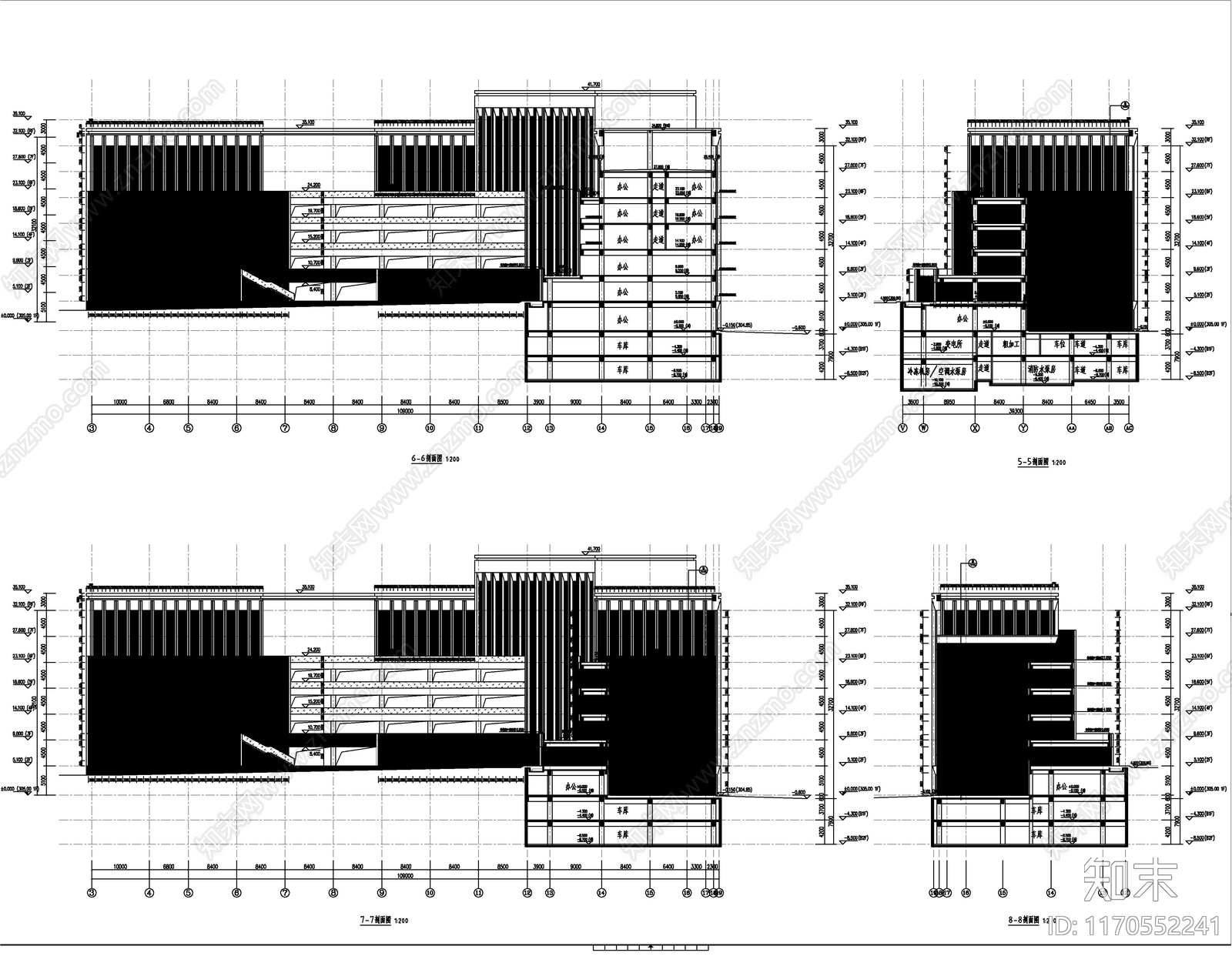 现代办公楼建筑cad施工图下载【ID:1170552241】