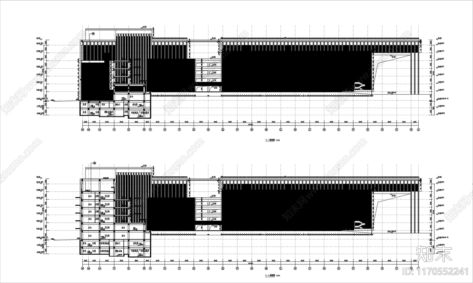 现代办公楼建筑cad施工图下载【ID:1170552241】