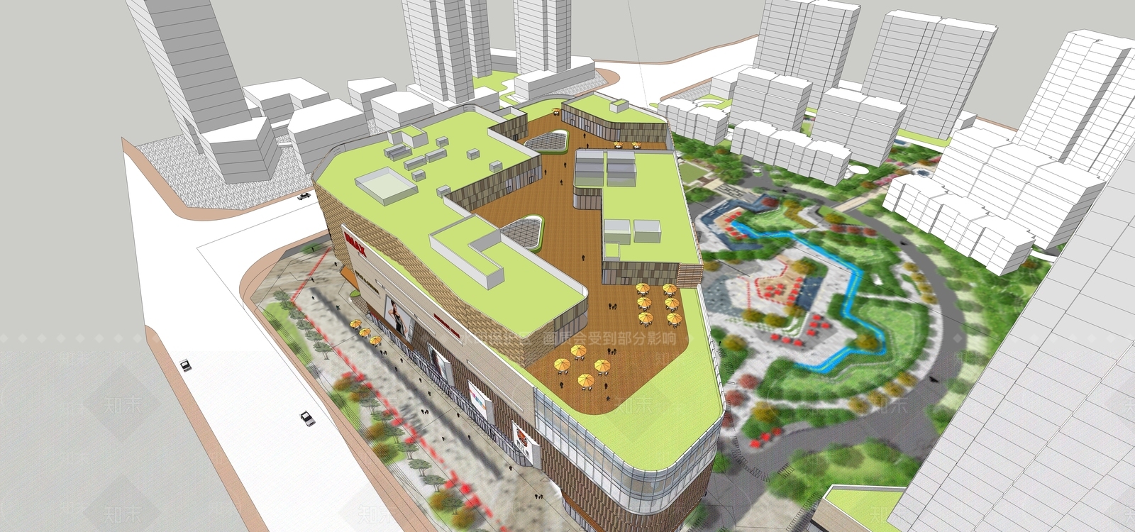 现代商场建筑SU模型下载【ID:1170553855】