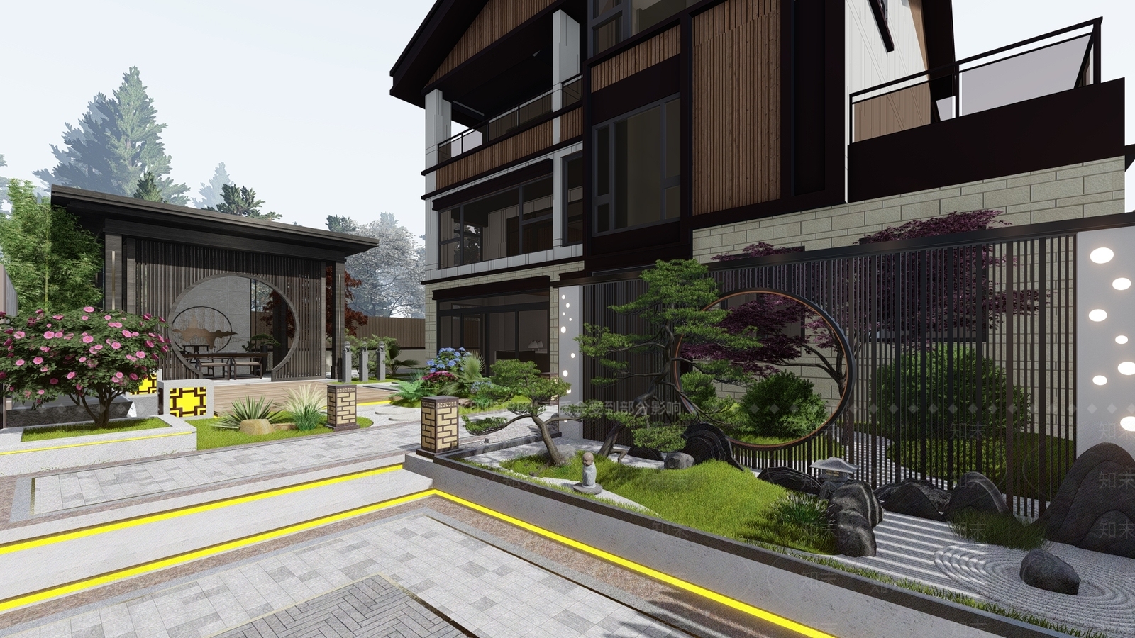新中式中式别墅庭院SU模型下载【ID:1170560324】