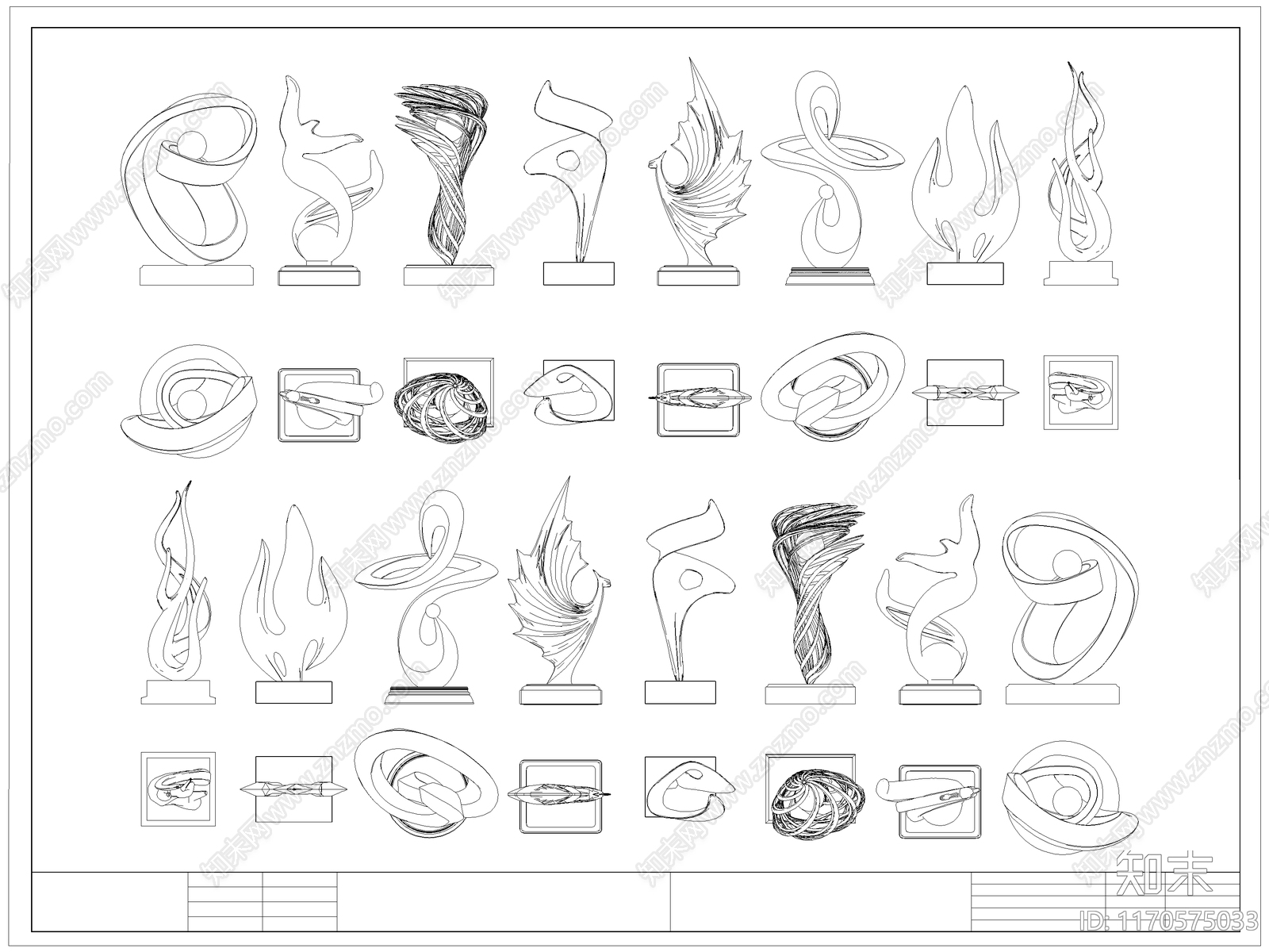 现代景观雕塑图库施工图下载【ID:1170575033】