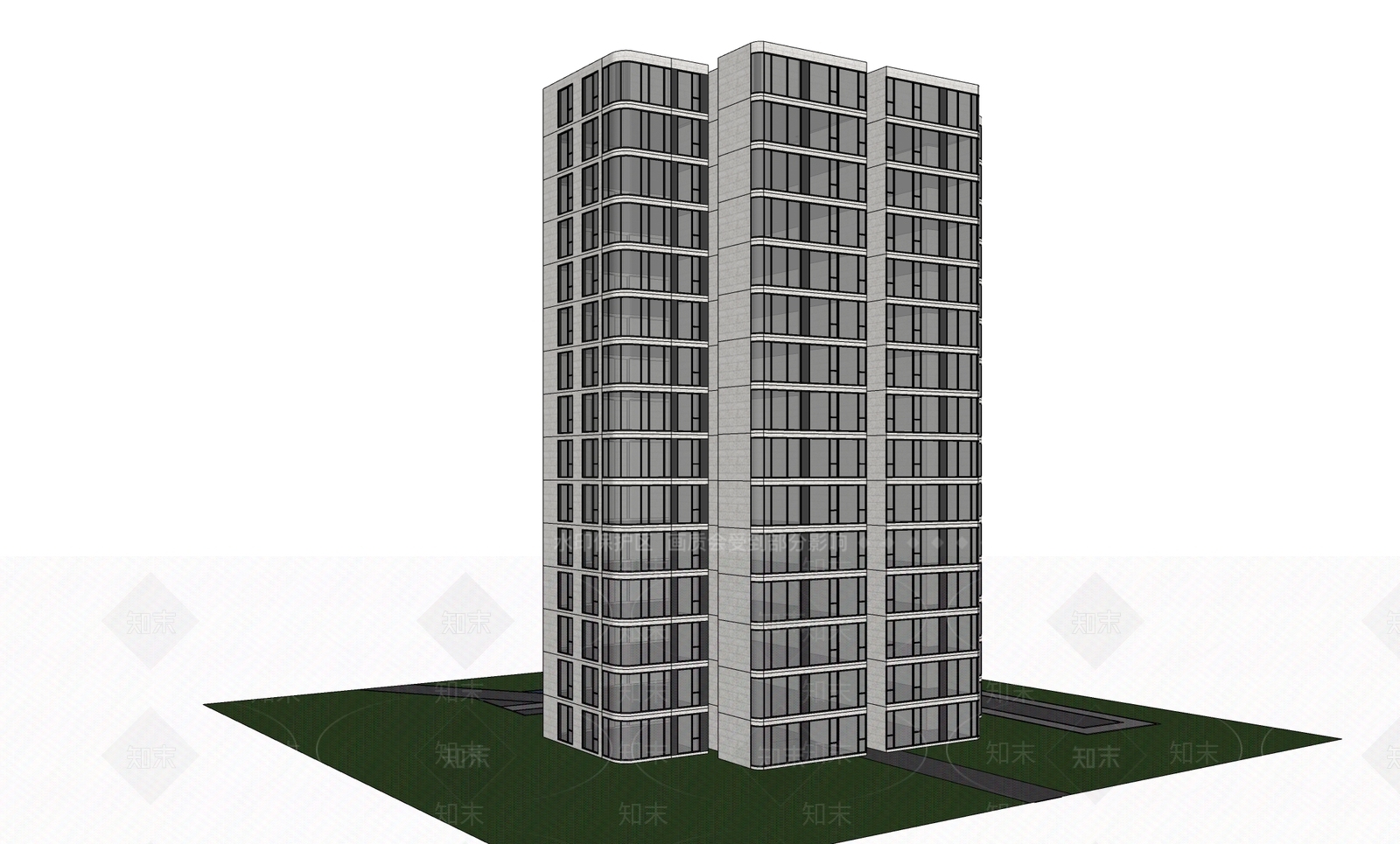现代高层住宅SU模型下载【ID:1170575262】