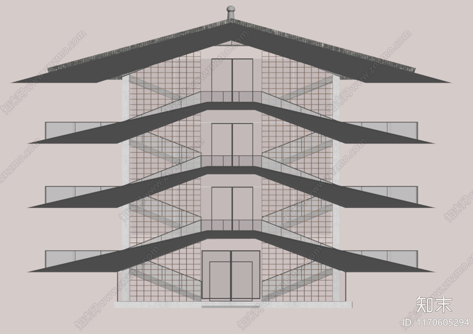 现代中式其他建筑外观3D模型下载【ID:1170605294】