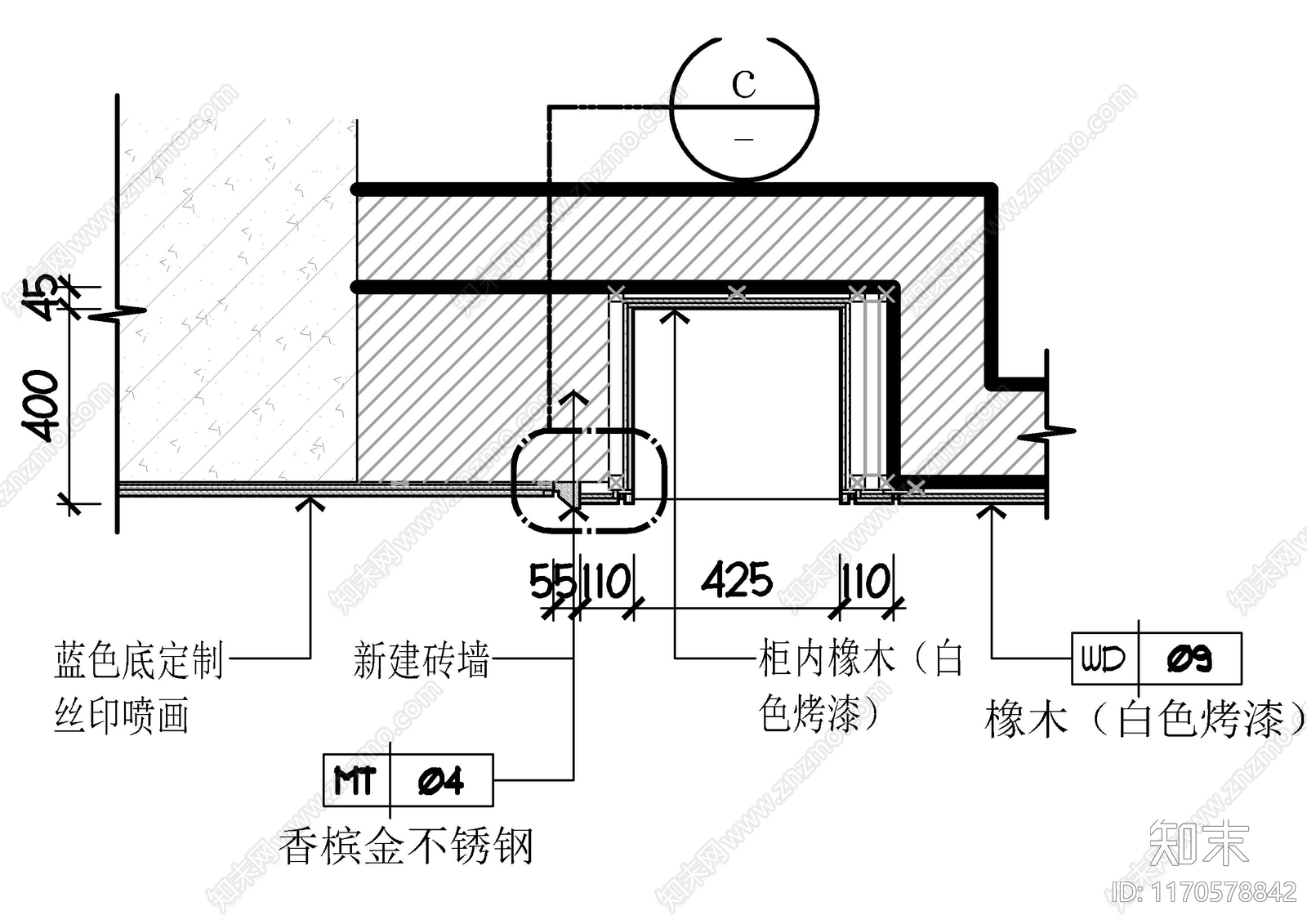 轻奢墙面节点cad施工图下载【ID:1170578842】