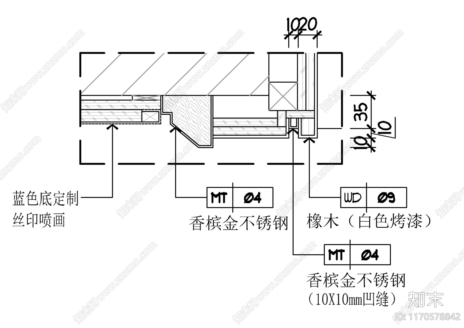 轻奢墙面节点cad施工图下载【ID:1170578842】