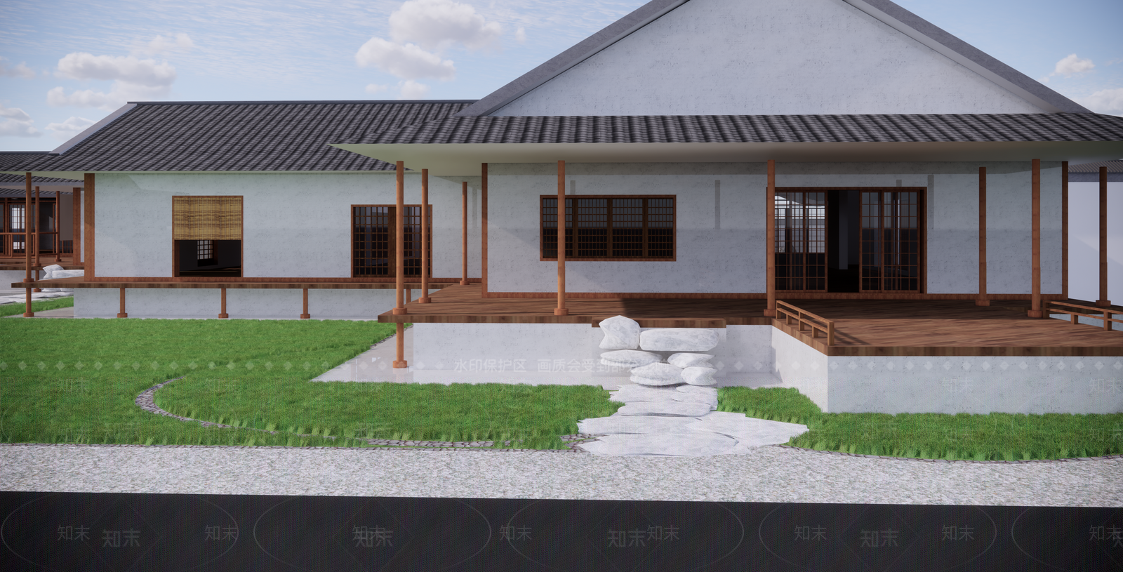 日式乡村庭院SU模型下载【ID:1170583681】