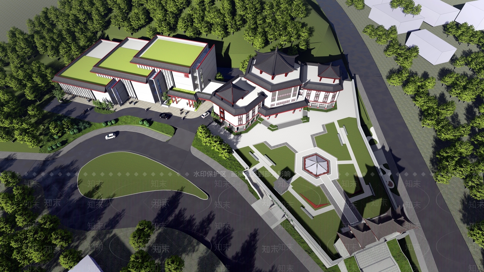 中式风格建筑SU模型下载【ID:1170586513】