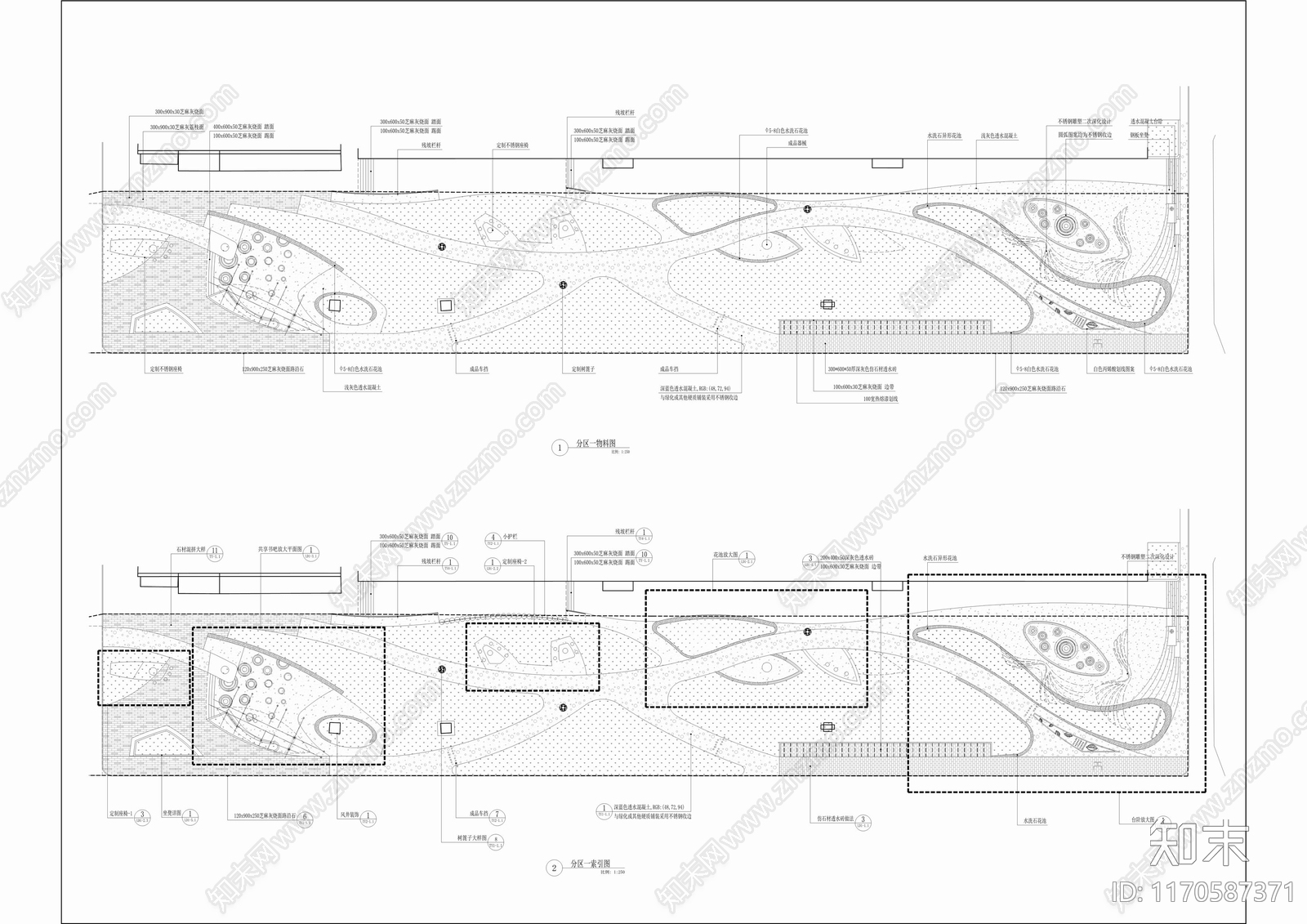 现代公园景观cad施工图下载【ID:1170587371】