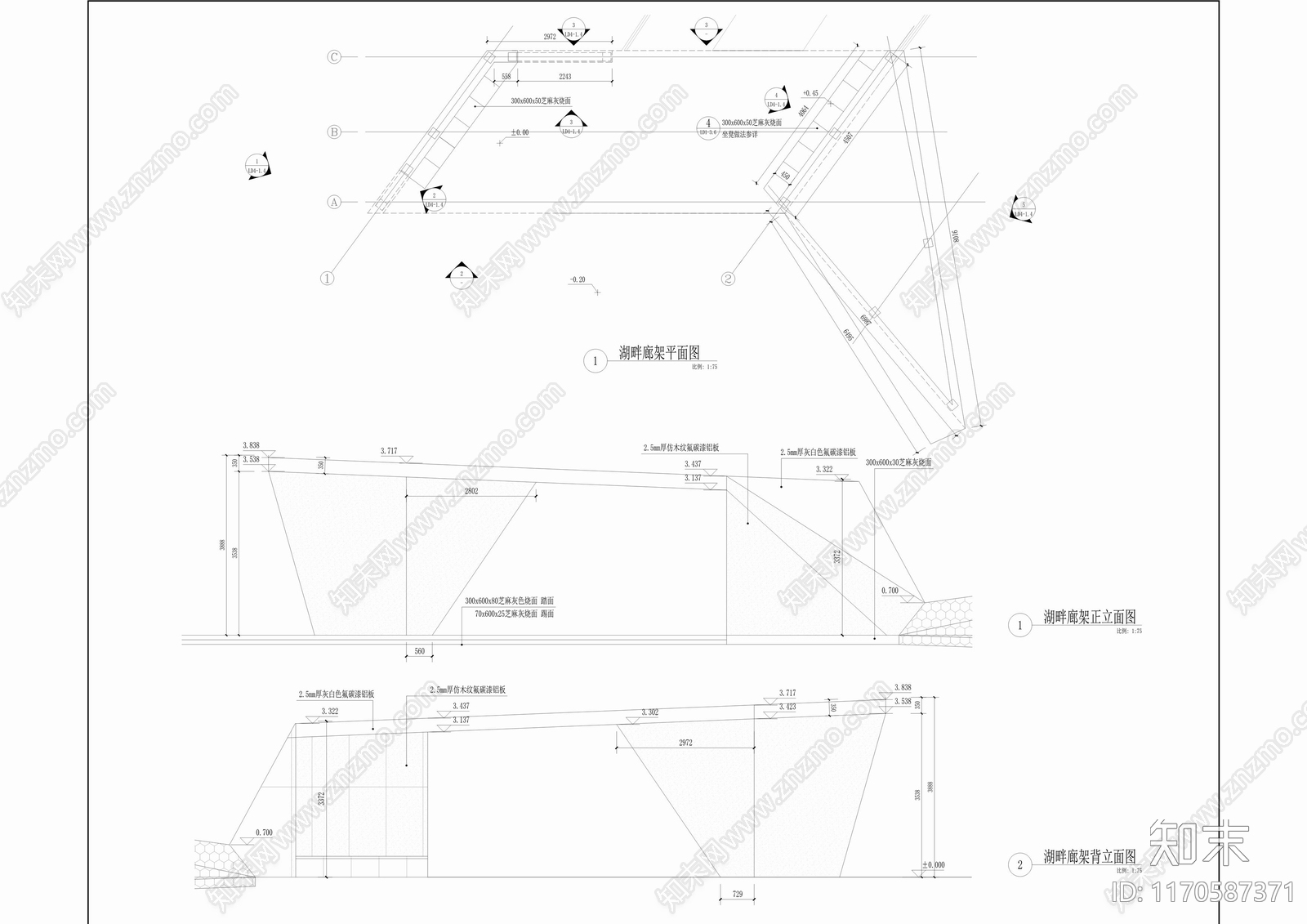 现代公园景观cad施工图下载【ID:1170587371】