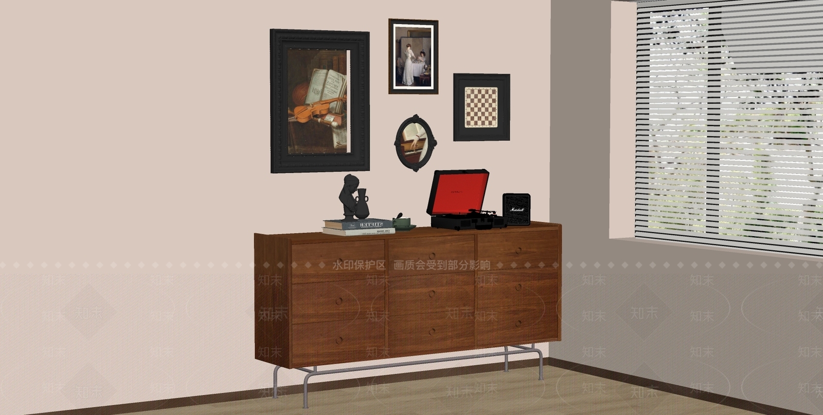 中古复古储物柜SU模型下载【ID:1170592045】