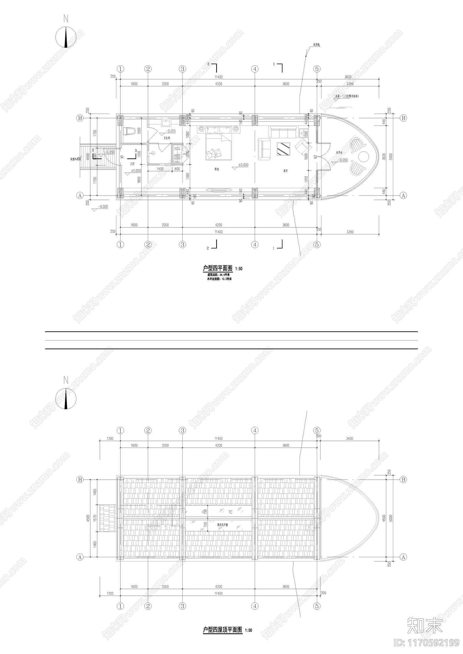 现代轻奢民宿建筑cad施工图下载【ID:1170592199】