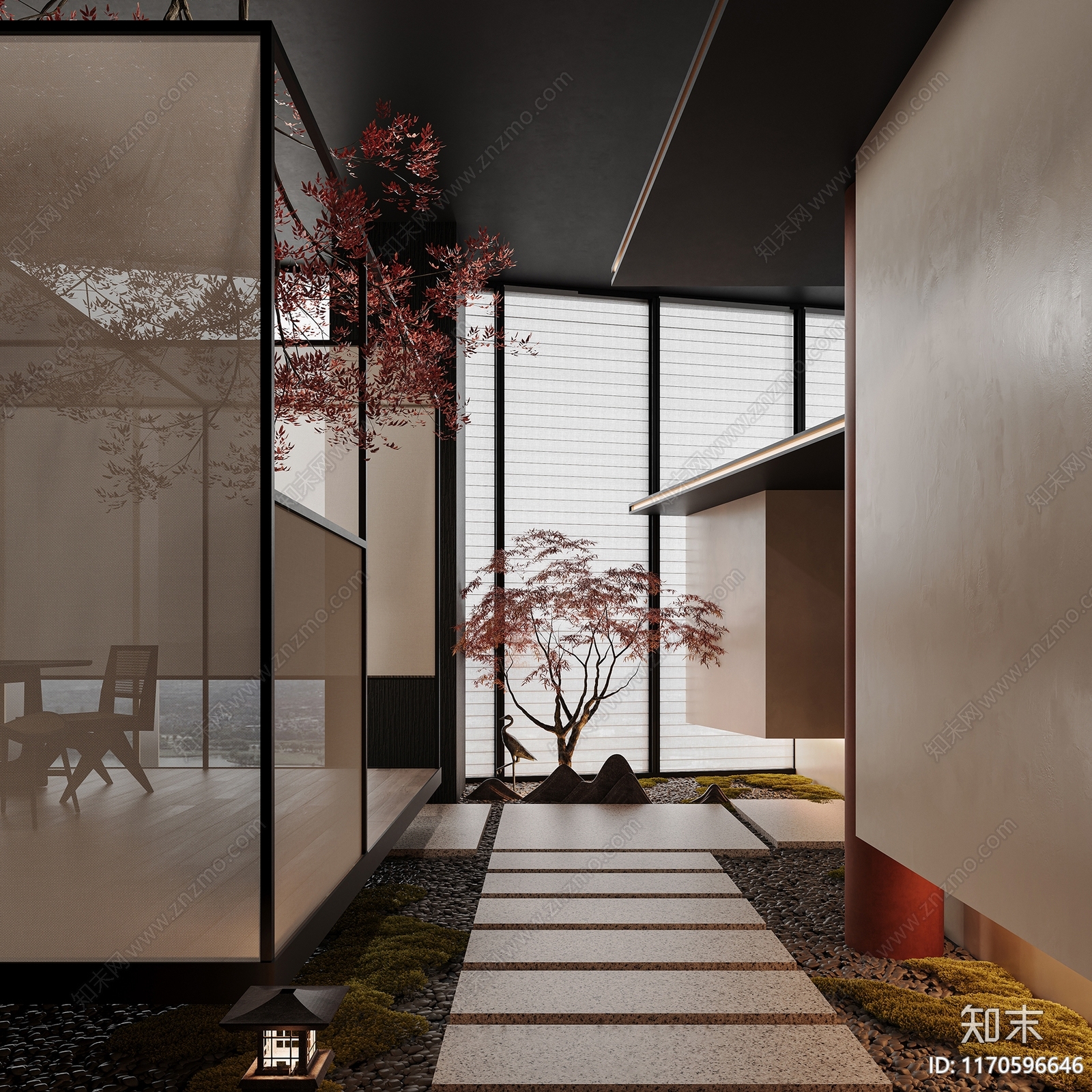 中式现代茶餐厅3D模型下载【ID:1170596646】