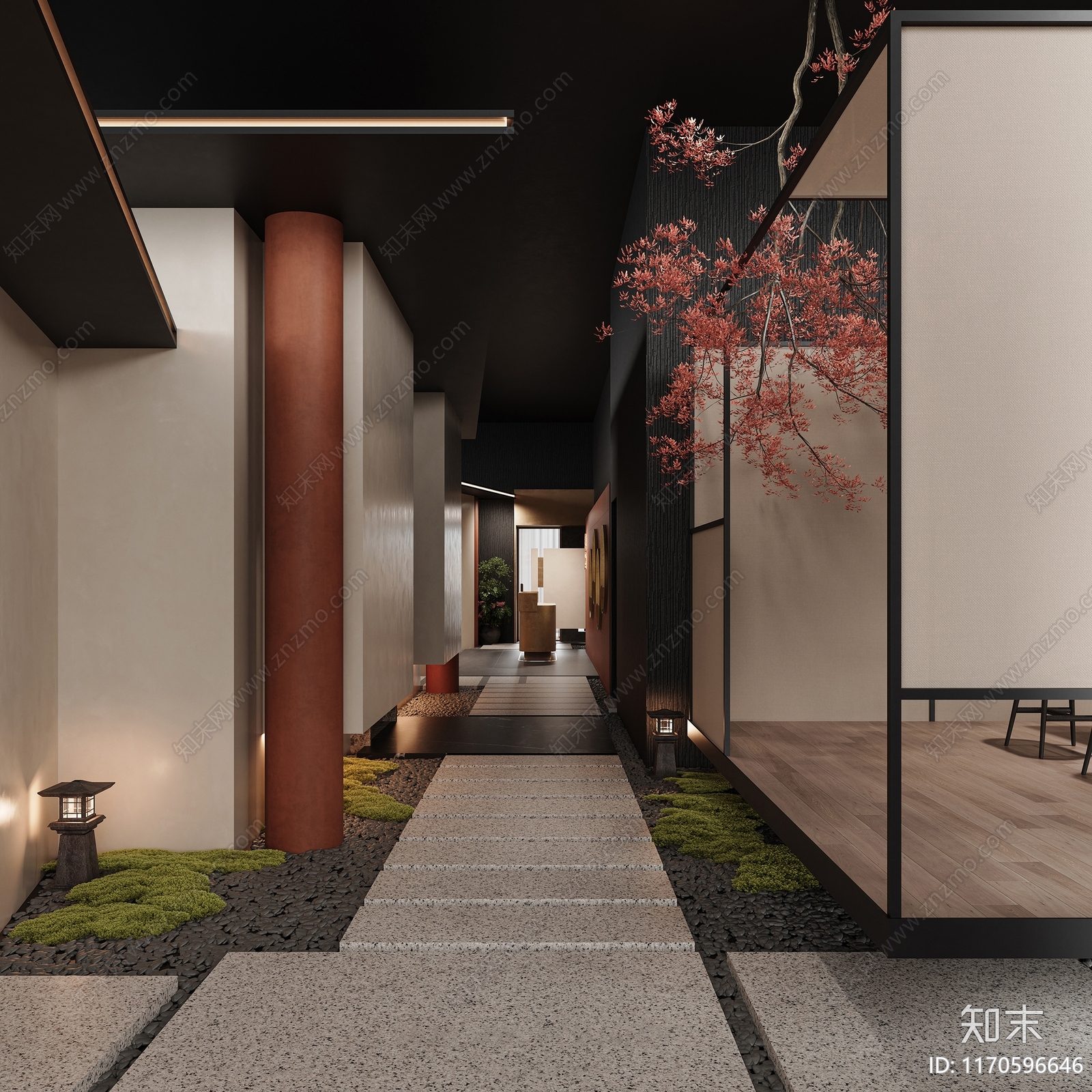 中式现代茶餐厅3D模型下载【ID:1170596646】