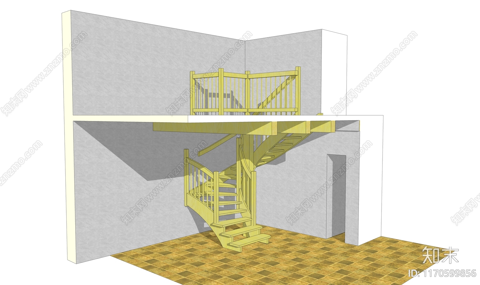 现代楼梯SU模型下载【ID:1170599856】