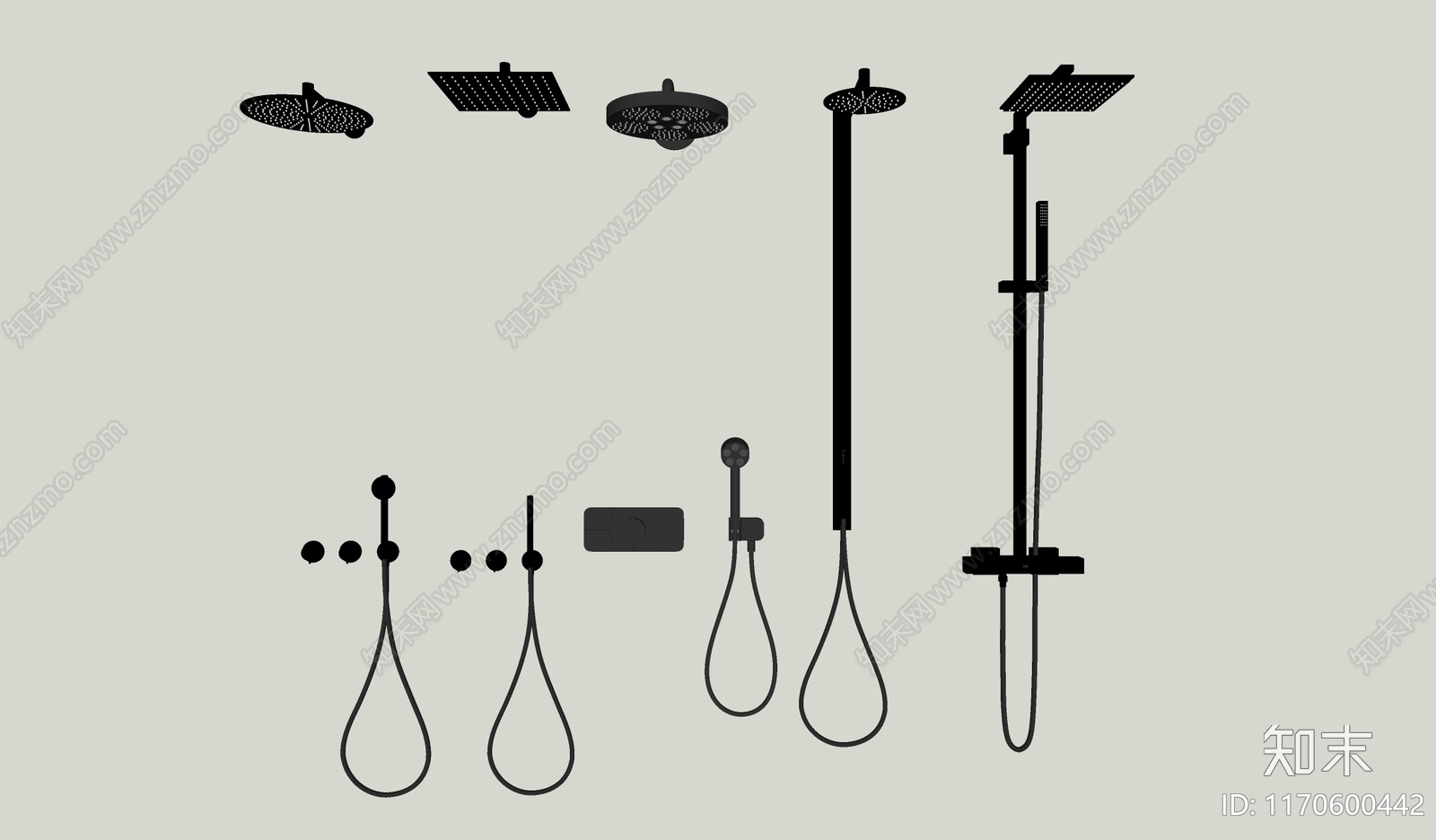 淋浴花洒SU模型下载【ID:1170600442】