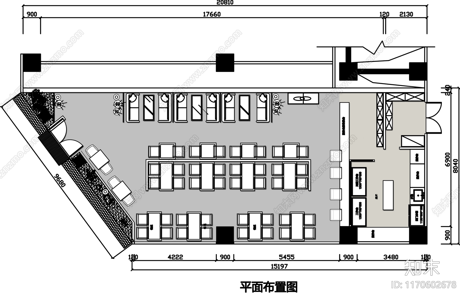 现代其他餐饮空间cad施工图下载【ID:1170602678】