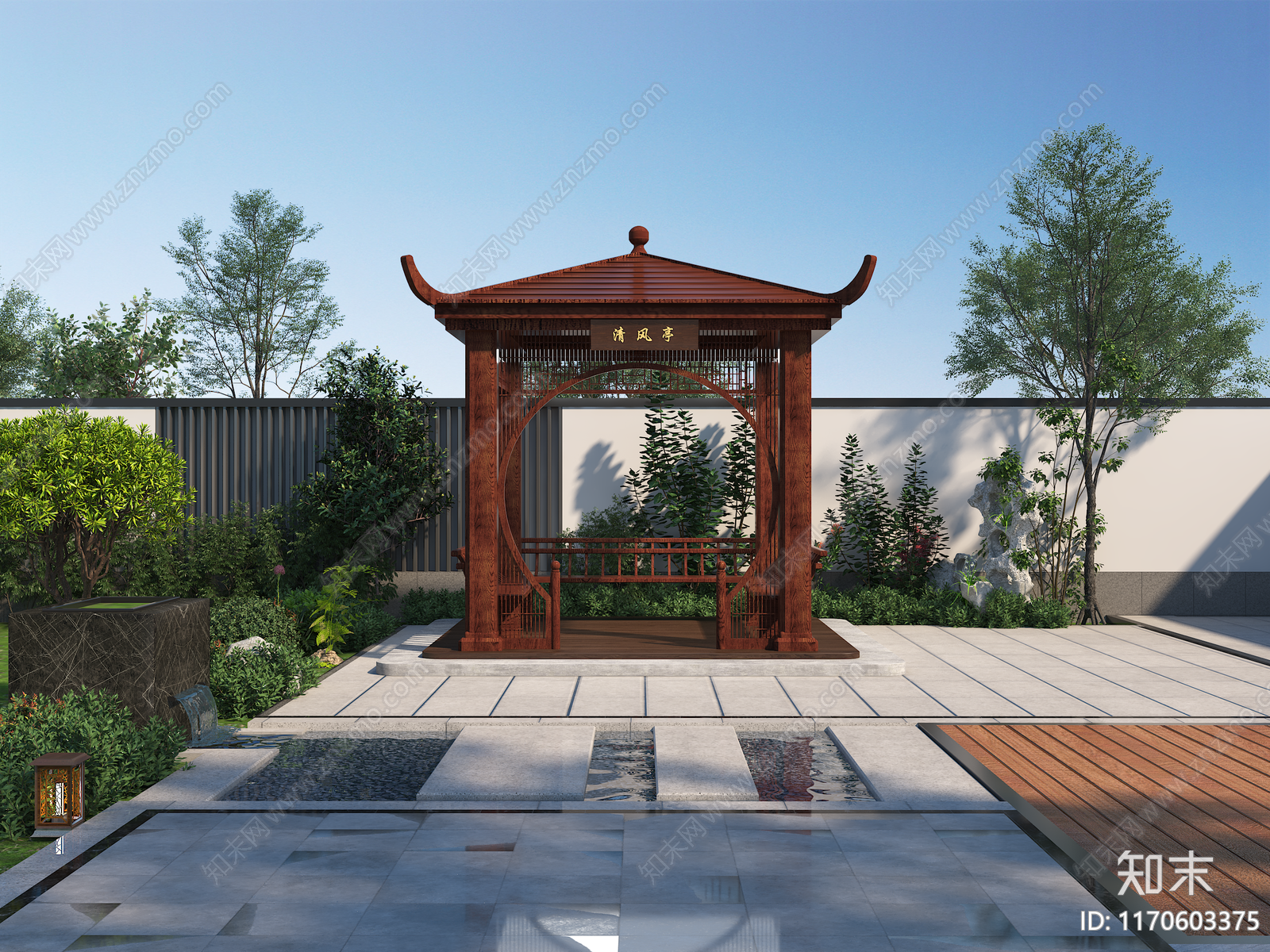 现代新中式庭院3D模型下载【ID:1170603375】