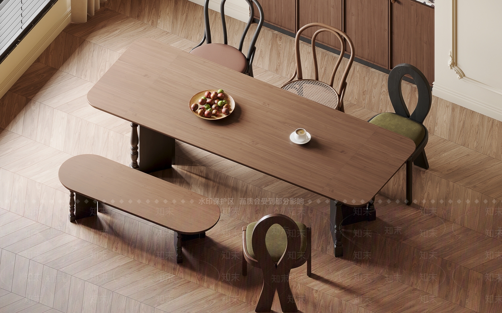 法式中古餐桌3D模型下载【ID:1170609107】