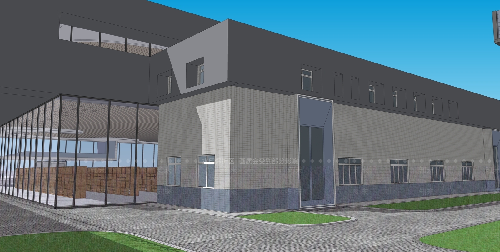 现代学校建筑SU模型下载【ID:1170615159】