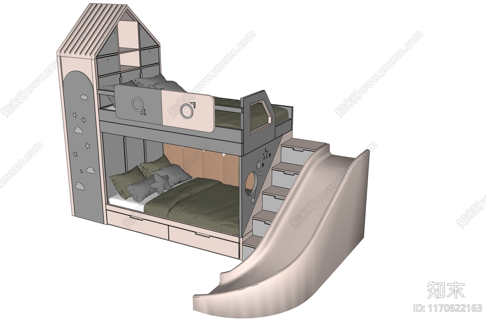 现代儿童床SU模型下载【ID:1170622163】