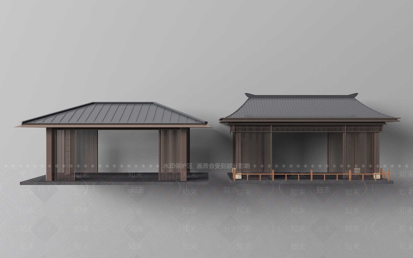 中式廊架3D模型下载【ID:1170627369】